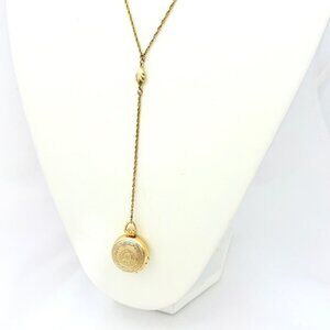 Rare 4 Tray Photo Locket by 1928 Brand Gold Tone Etched w/Long Y-Chain